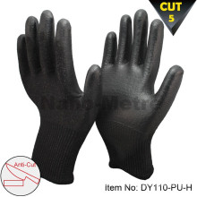 NMSAFETY calibre 13 pu pu guantes de corte resistentes resistente nivel 5